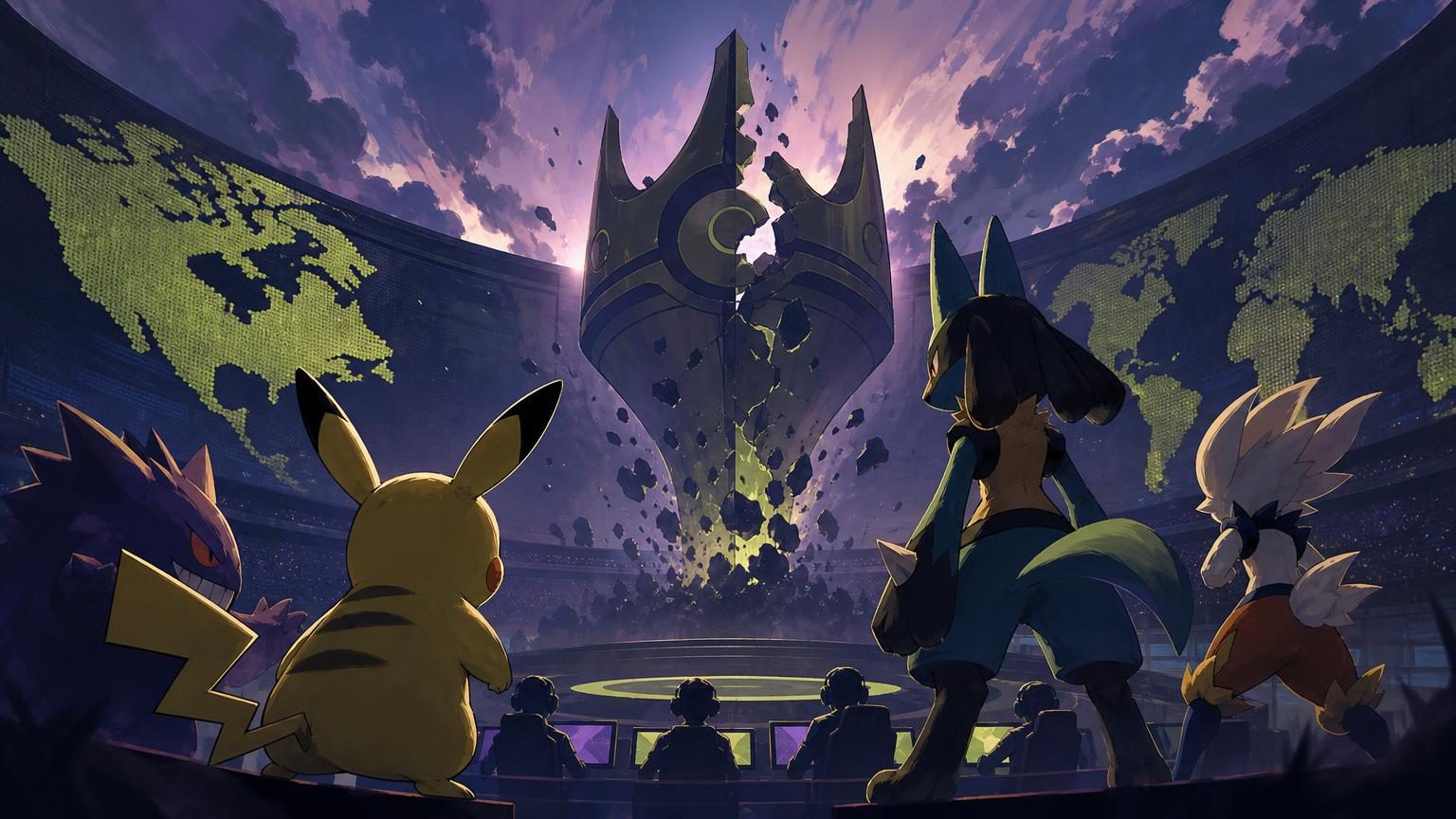 Pokémon UNITE competitive artwork promoting the Aeos Crown 2027 tournament in Tokyo